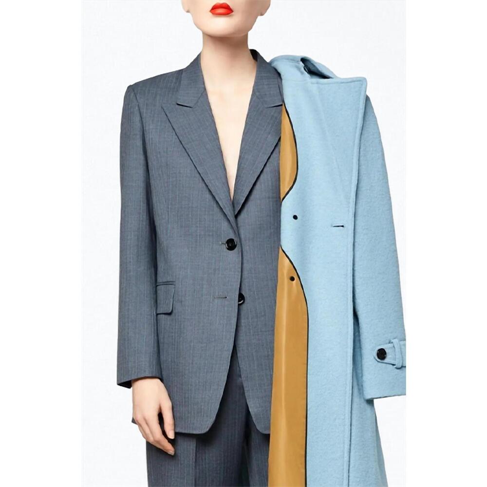 NEW LANDSCAPE fine wool single-breasted blazer in blue turk stripe